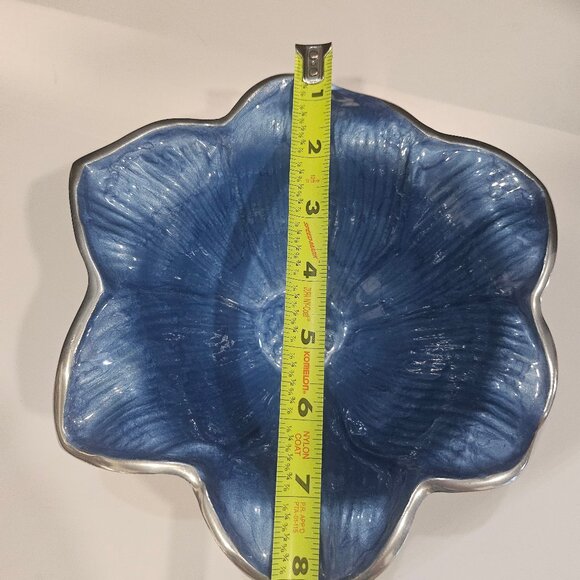 Julia Knight Lily Shaped 8" Serving Bowl Silver/Azure Blue Like New! - Picture 10 of 10